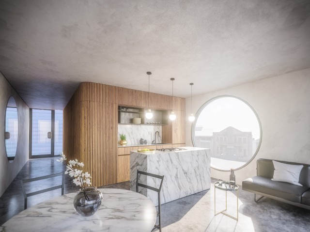 Zwei 40 Fuß High Cube Container als Konzept für temporäres Wohnen.