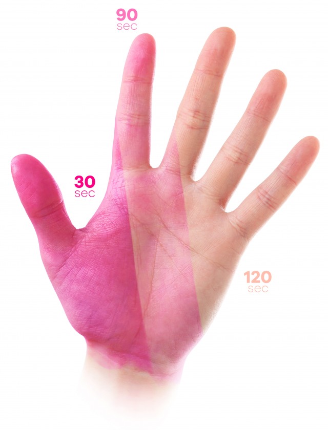 Die Händehygiene neu erfunden: Kurzzeitig sichtbares Händedesinfektionsmittel.