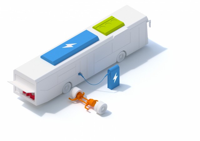 visualisation of a conversion for diesel buses to electric drive