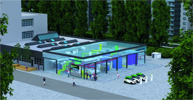 Besuchbarer Ort „Energiewerkstatt": Auf dem EUREF-Campus in Berlin werden intelligente Nutz- und Speichersysteme vorgestellt.